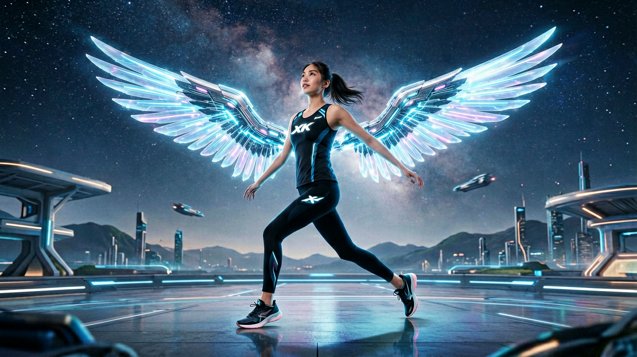 星空XK集团品牌理念背景图，象征科技与运动融合的未来愿景